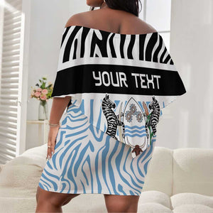 Botswana Personalized Off Shoulder Short Dress African Zebra Skins Pattern - African Pride