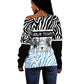 Botswana Personalized Off Shoulder Sweater African Zebra Skins Pattern - African Pride