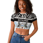 Botswana Personalized Raglan Cropped T shirt African Zebra Skins Pattern - African Pride