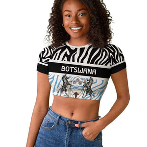 Botswana Personalized Raglan Cropped T shirt African Zebra Skins Pattern - African Pride