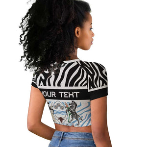 Botswana Personalized Raglan Cropped T shirt African Zebra Skins Pattern - African Pride
