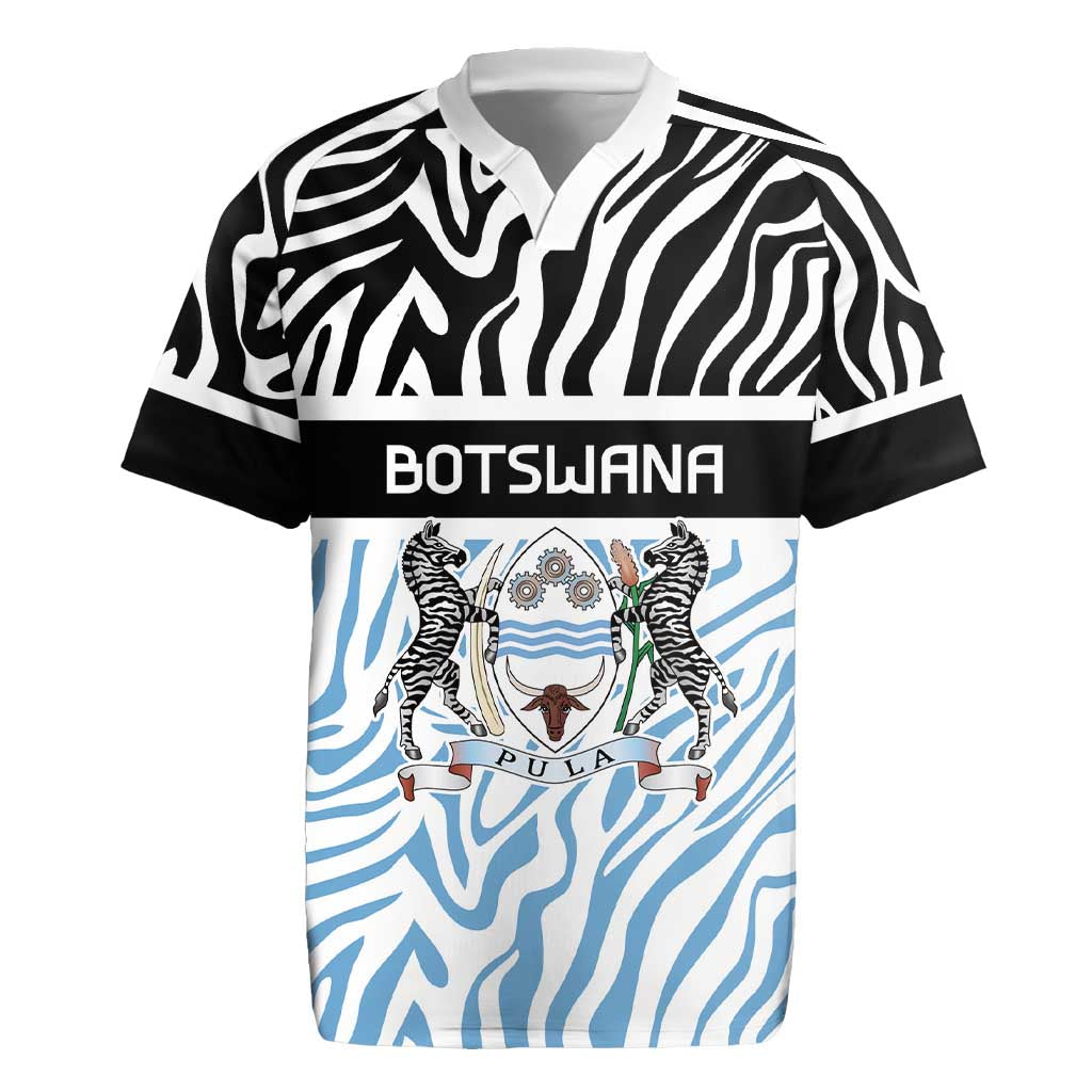 Botswana Personalized Rugby Jersey African Zebra Skins Pattern - African Pride