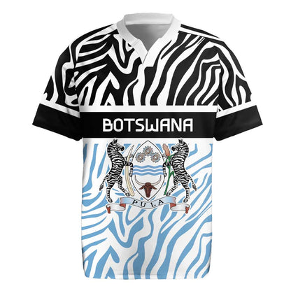 Botswana Personalized Rugby Jersey African Zebra Skins Pattern - African Pride