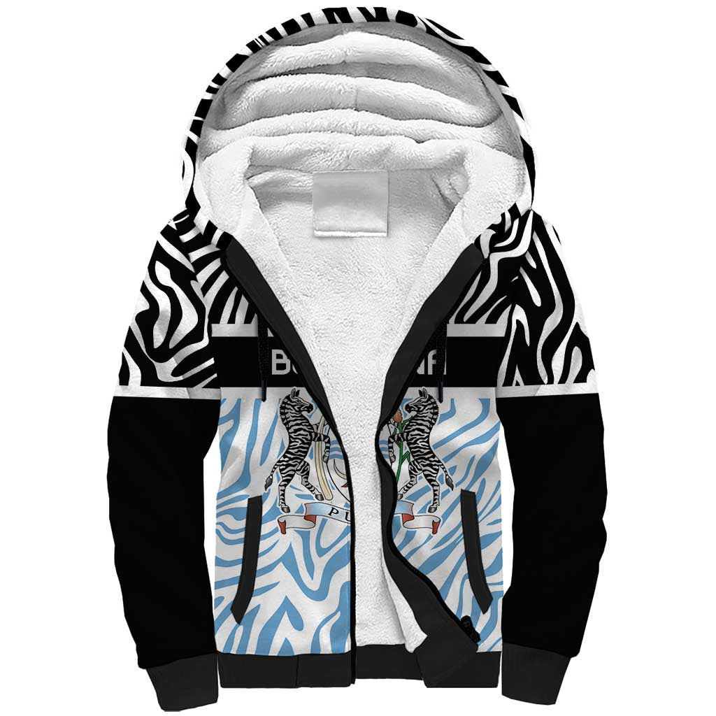 Botswana Personalized Sherpa Hoodie African Zebra Skins Pattern - African Pride