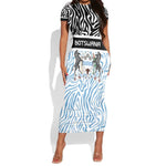 Botswana Personalized Short Sleeve Bodycon Dress African Zebra Skins Pattern - African Pride