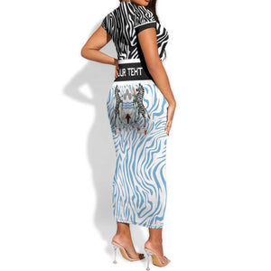 Botswana Personalized Short Sleeve Bodycon Dress African Zebra Skins Pattern - African Pride