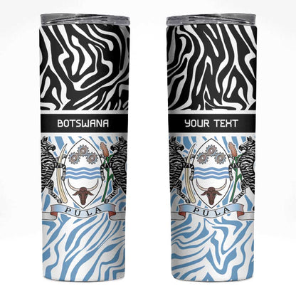 Botswana Personalized Skinny Tumbler African Zebra Skins Pattern - African Pride