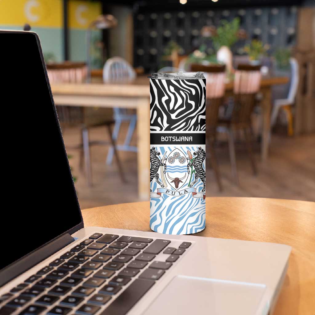 Botswana Personalized Skinny Tumbler African Zebra Skins Pattern - African Pride