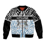 Botswana Personalized Sleeve Zip Bomber Jacket African Zebra Skins Pattern - African Pride
