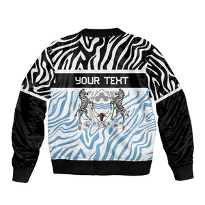 Botswana Personalized Sleeve Zip Bomber Jacket African Zebra Skins Pattern - African Pride