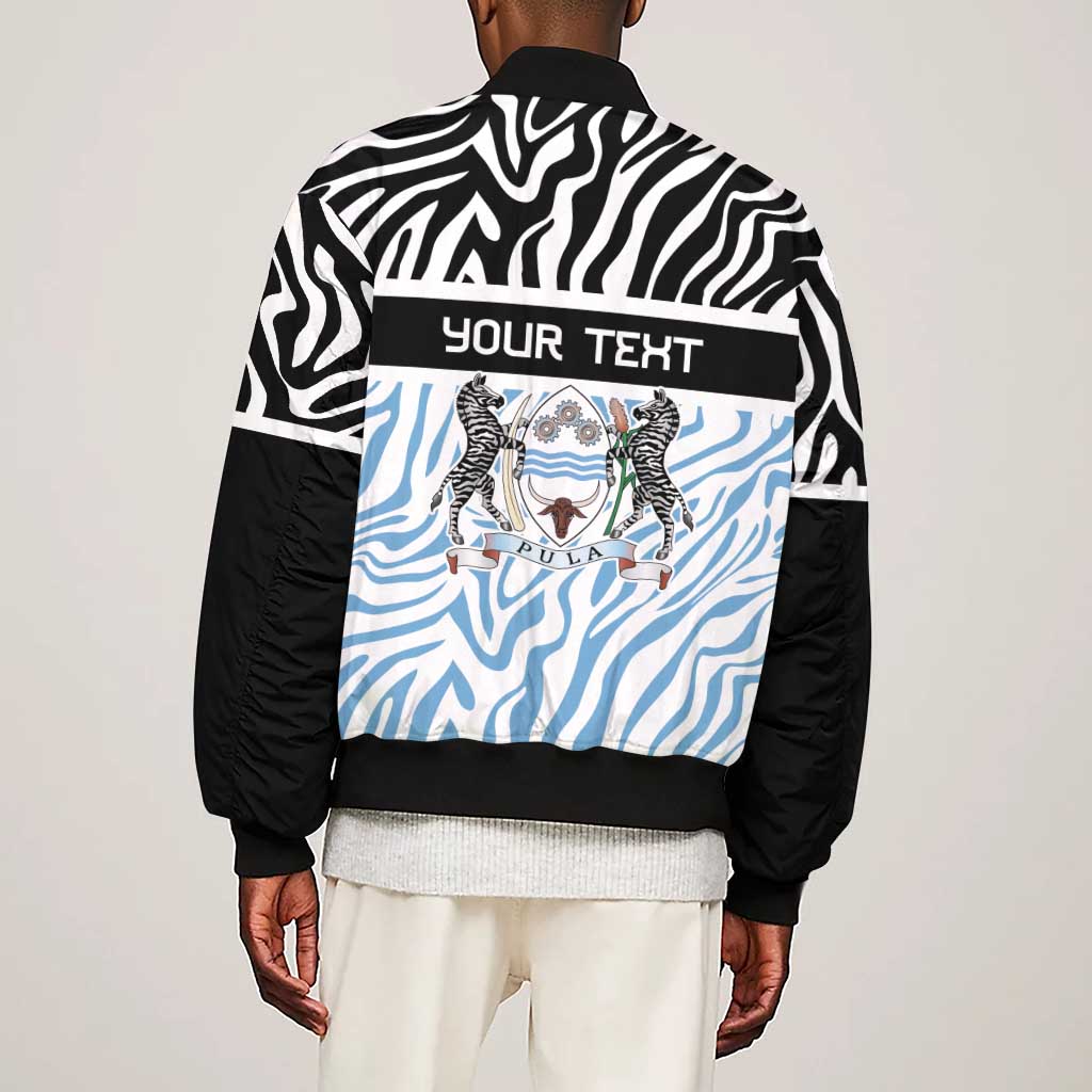 Botswana Personalized Sleeve Zip Bomber Jacket African Zebra Skins Pattern - African Pride