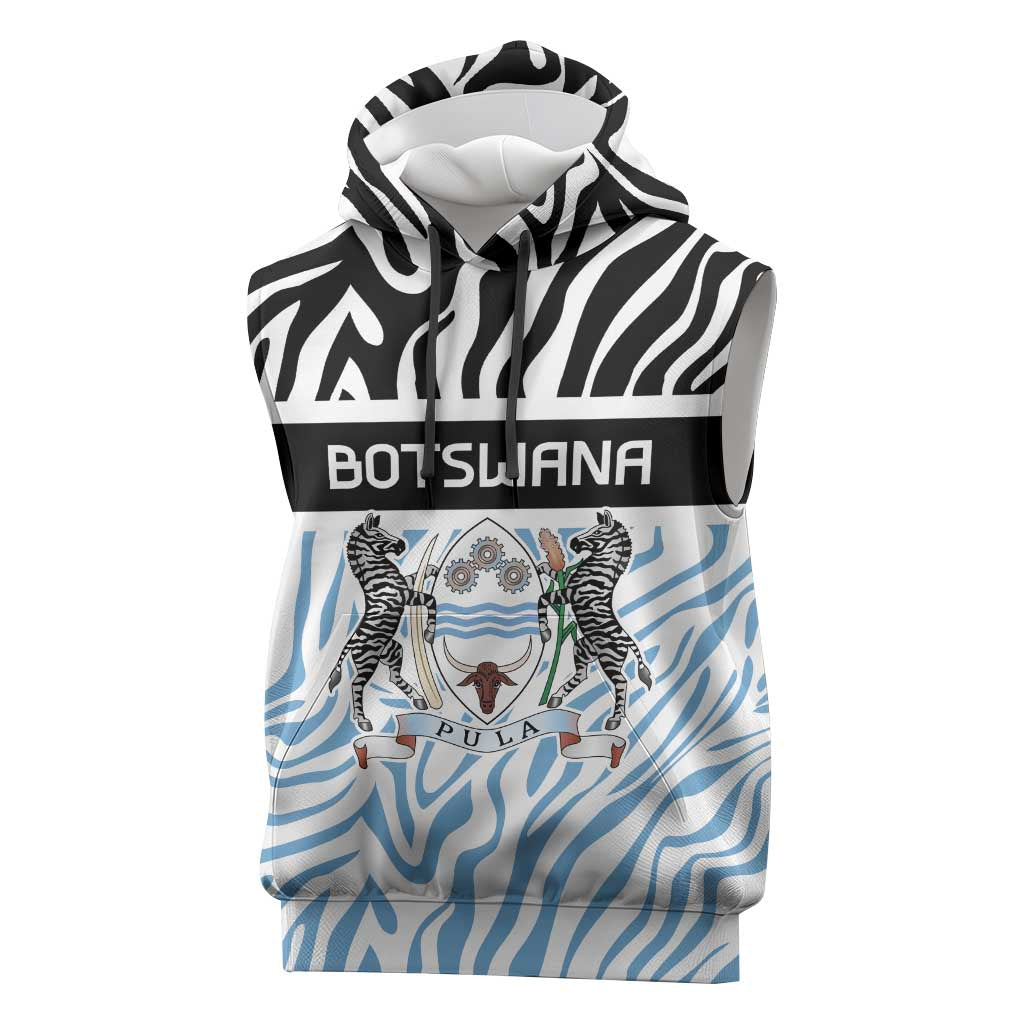 Botswana Personalized Sleeveless Hoodie African Zebra Skins Pattern - African Pride