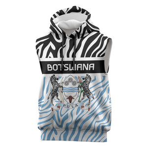 Botswana Personalized Sleeveless Hoodie African Zebra Skins Pattern - African Pride
