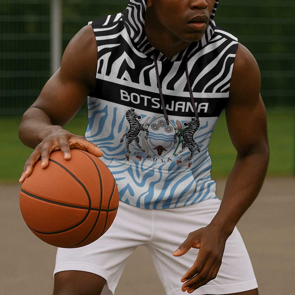 Botswana Personalized Sleeveless Hoodie African Zebra Skins Pattern - African Pride