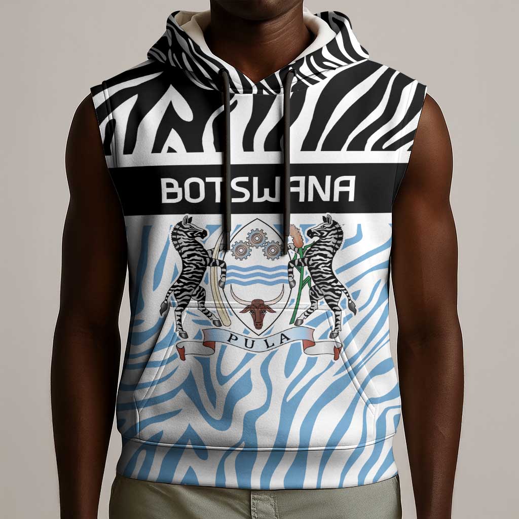 Botswana Personalized Sleeveless Hoodie African Zebra Skins Pattern - African Pride