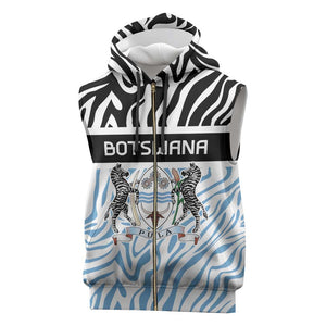 Botswana Personalized Sleeveless Zip Hoodie African Zebra Skins Pattern - African Pride