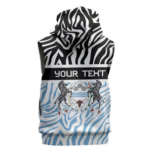 Botswana Personalized Sleeveless Zip Hoodie African Zebra Skins Pattern - African Pride