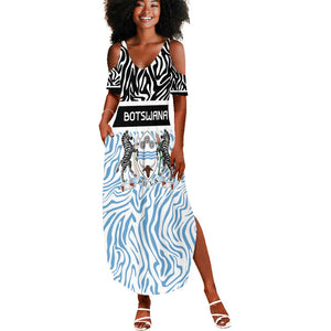 Botswana Personalized Summer Maxi Dress African Zebra Skins Pattern - African Pride