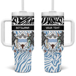 Botswana Personalized Tumbler With Handle African Zebra Skins Pattern - African Pride