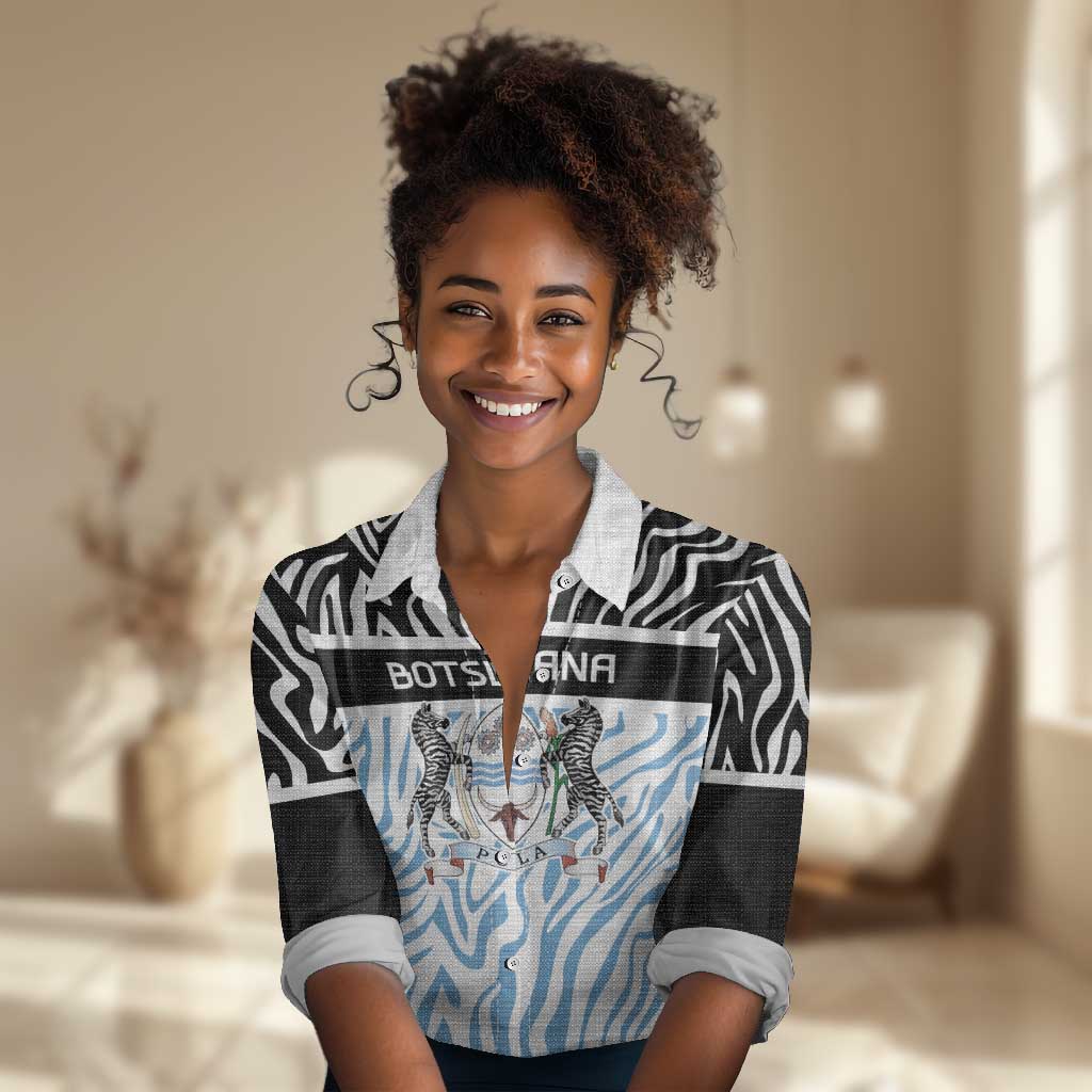 Botswana Personalized Women Casual Shirt African Zebra Skins Pattern - African Pride