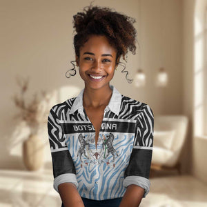 Botswana Personalized Women Casual Shirt African Zebra Skins Pattern - African Pride