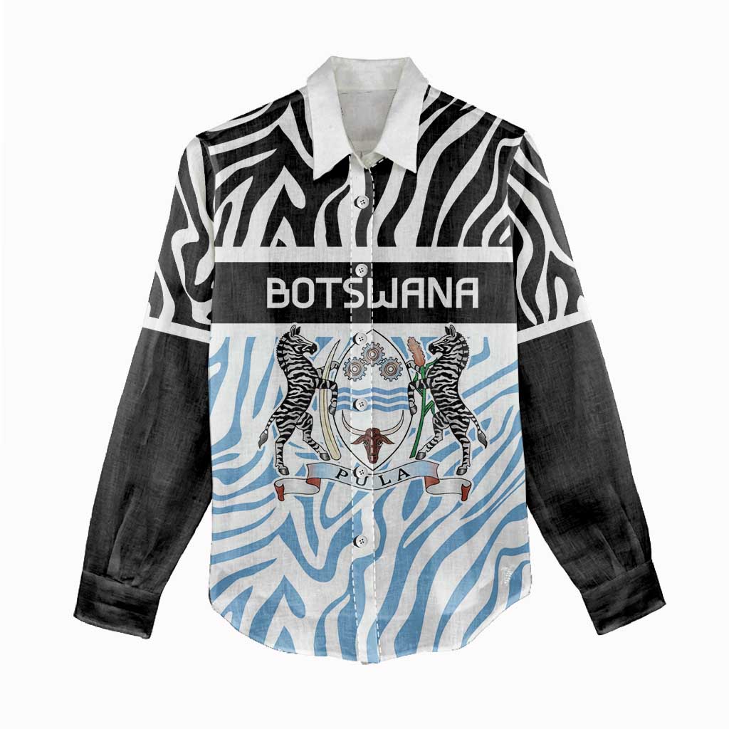 Botswana Personalized Women Casual Shirt African Zebra Skins Pattern - African Pride