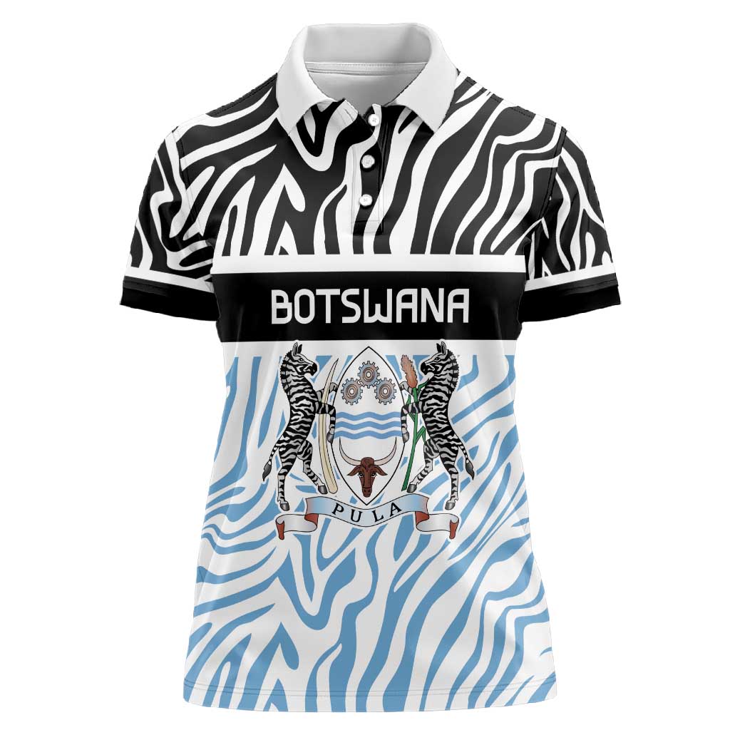 Botswana Personalized Women Polo Shirt African Zebra Skins Pattern - African Pride