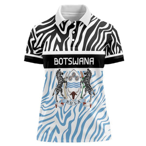 Botswana Personalized Women Polo Shirt African Zebra Skins Pattern - African Pride