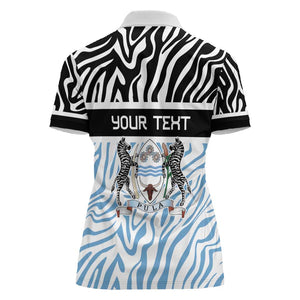 Botswana Personalized Women Polo Shirt African Zebra Skins Pattern - African Pride