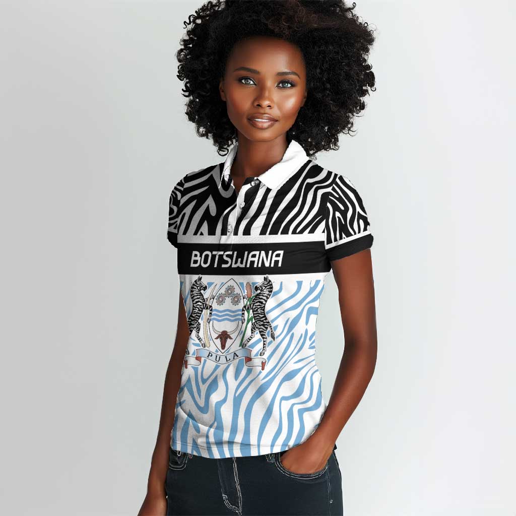 Botswana Personalized Women Polo Shirt African Zebra Skins Pattern - African Pride