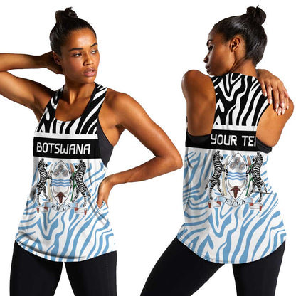 Botswana Personalized Women Racerback Tank African Zebra Skins Pattern - African Pride