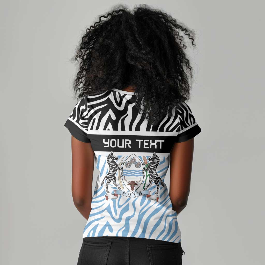 Botswana Personalized Women V-Neck T-Shirt African Zebra Skins Pattern - African Pride