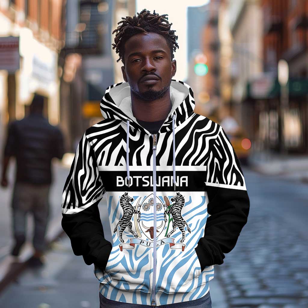 Botswana Personalized Zip Hoodie African Zebra Skins Pattern - African Pride