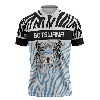 Botswana Personalized Zipper Polo Shirt African Zebra Skins Pattern