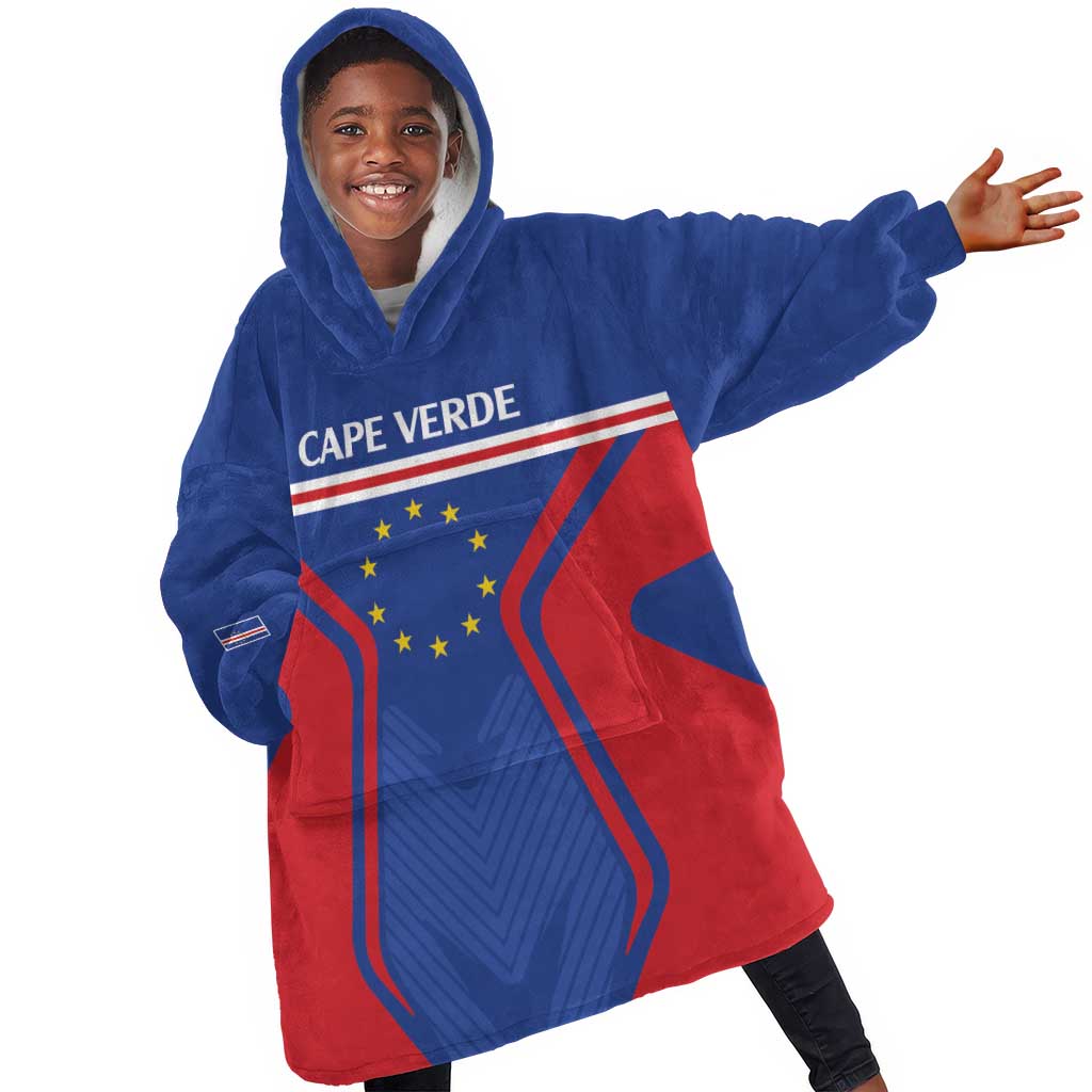 Custom Cape Verde Football Spirit Kid Wearable Blanket Hoodie Est 1979 - African Pride