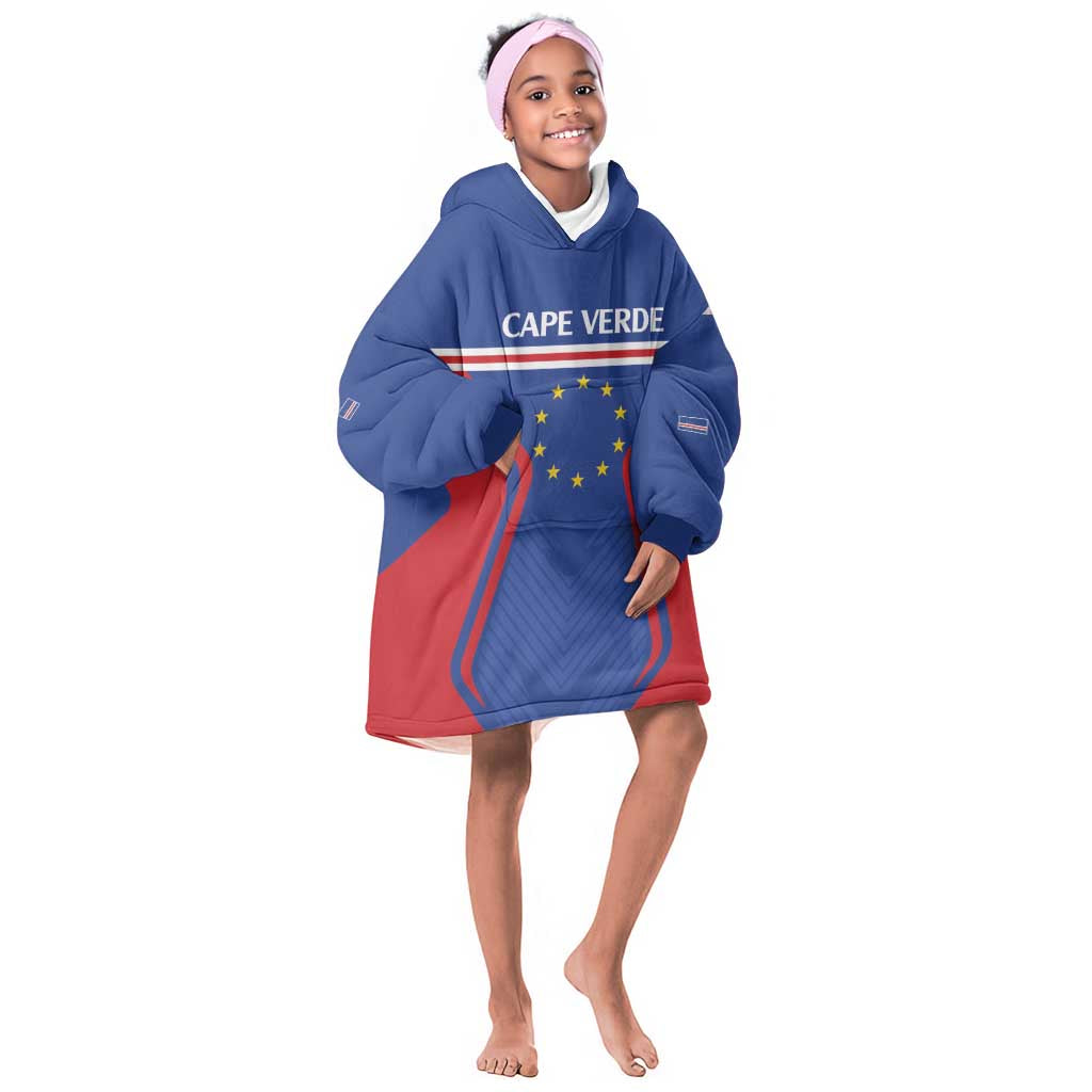 Custom Cape Verde Football Spirit Kid Wearable Blanket Hoodie Est 1979 - African Pride