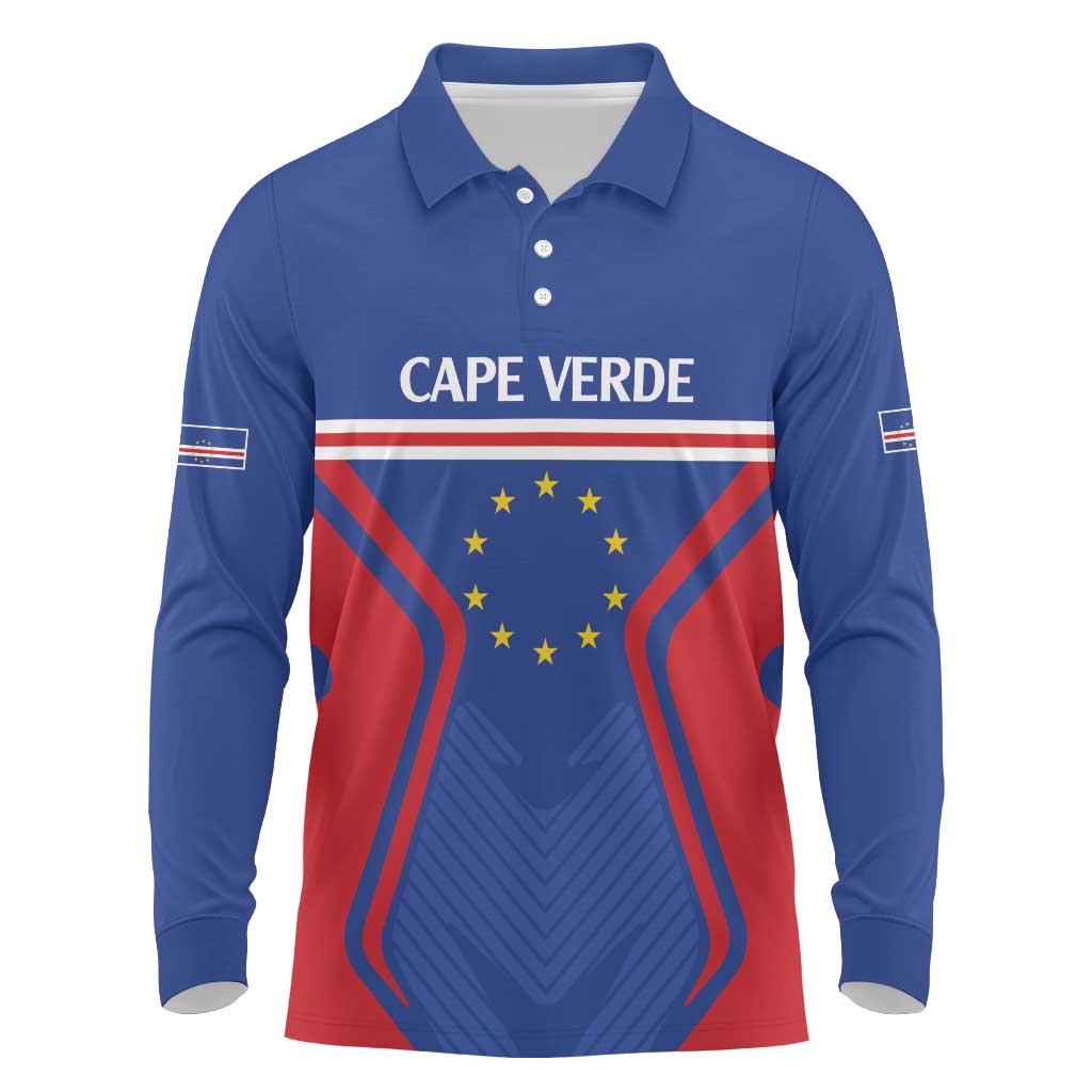 Custom Cape Verde Football Spirit Long Sleeve Polo Shirt Est 1979 - African Pride
