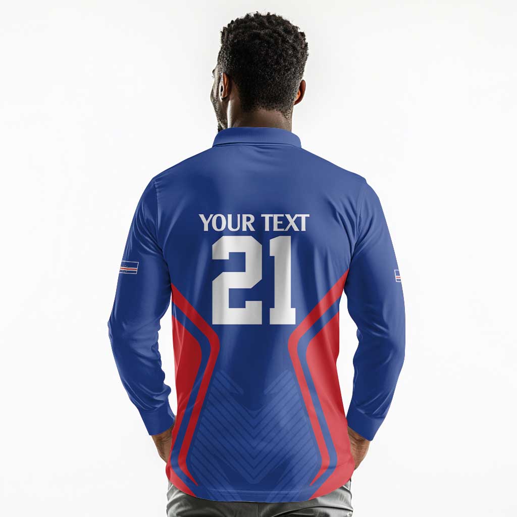 Custom Cape Verde Football Spirit Long Sleeve Polo Shirt Est 1979 - African Pride