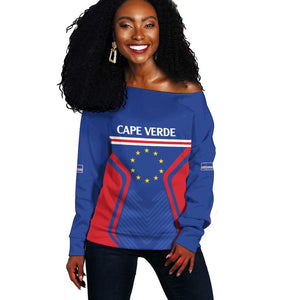 Custom Cape Verde Football Spirit Off Shoulder Sweater Est 1979 - African Pride