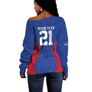 Custom Cape Verde Football Spirit Off Shoulder Sweater Est 1979 - African Pride