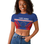 Custom Cape Verde Football Spirit Raglan Cropped T shirt Est 1979 - African Pride