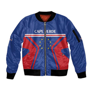 Custom Cape Verde Football Spirit Sleeve Zip Bomber Jacket Est 1979 - African Pride