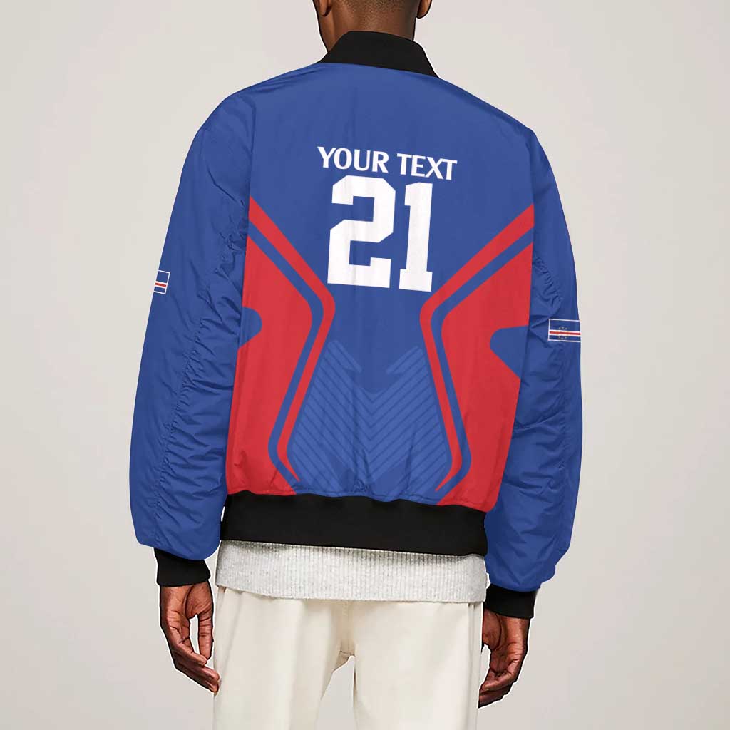 Custom Cape Verde Football Spirit Sleeve Zip Bomber Jacket Est 1979 - African Pride
