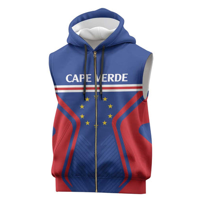 Custom Cape Verde Football Spirit Sleeveless Zip Hoodie Est 1979 - African Pride
