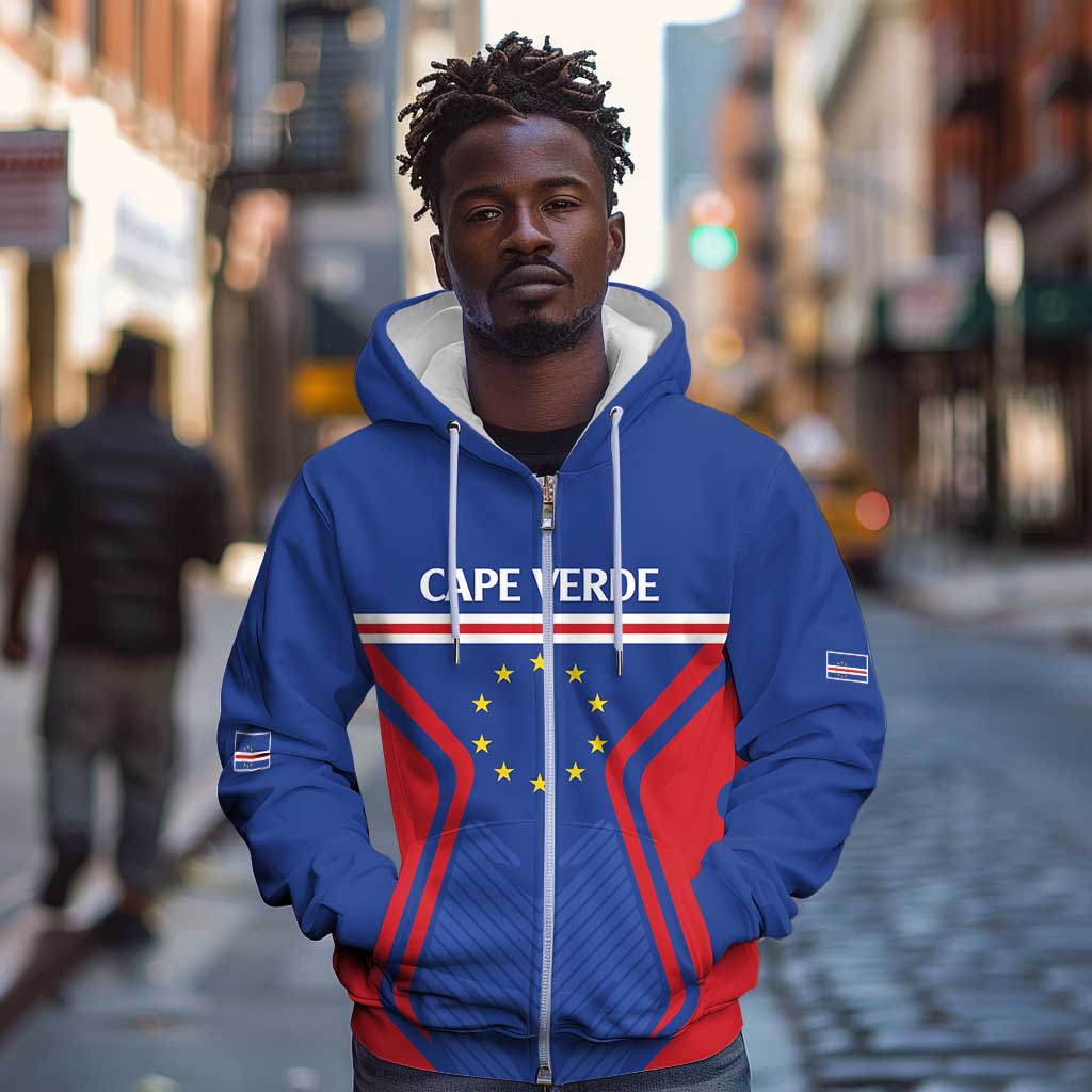 Custom Cape Verde Football Spirit Zip Hoodie Est 1979 - African Pride