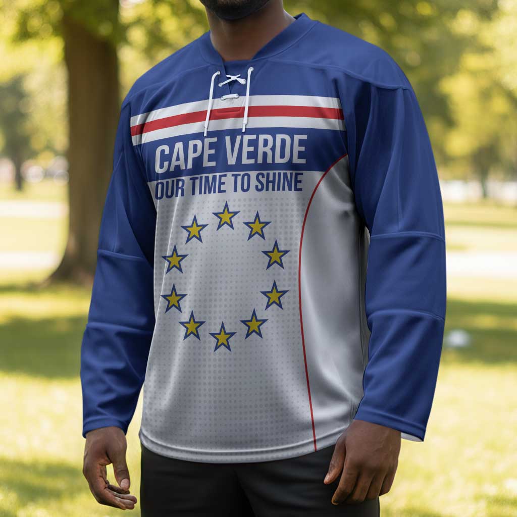 Custom Cape Verde Pride Hockey Jersey Blue Sharks Rising