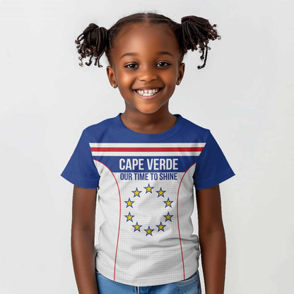 Custom Cape Verde Pride Kid T shirt Blue Sharks Rising - African Pride