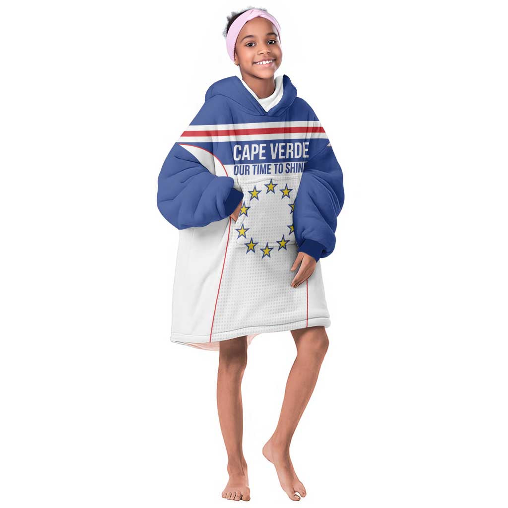 Custom Cape Verde Pride Kid Wearable Blanket Hoodie Blue Sharks Rising - African Pride