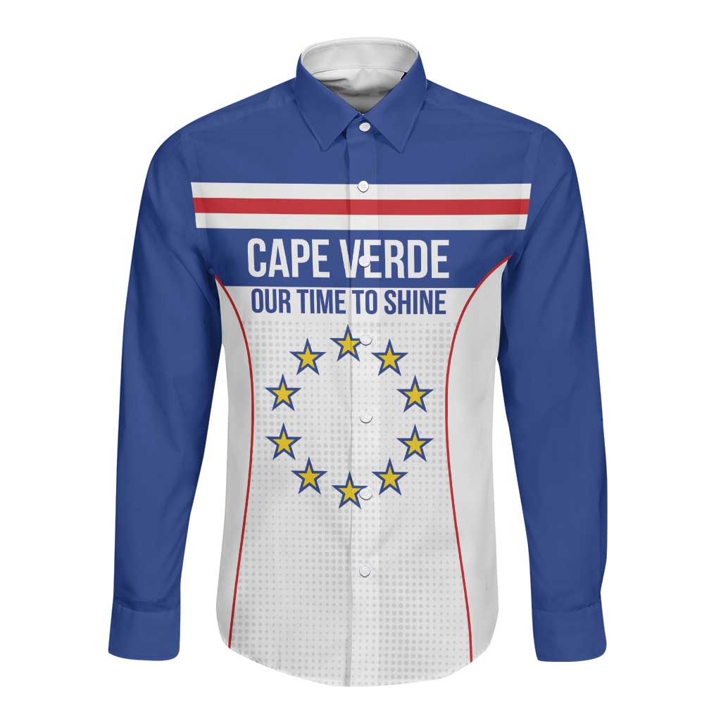 Custom Cape Verde Pride Long Sleeve Button Shirt Blue Sharks Rising - African Pride