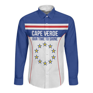 Custom Cape Verde Pride Long Sleeve Button Shirt Blue Sharks Rising - African Pride